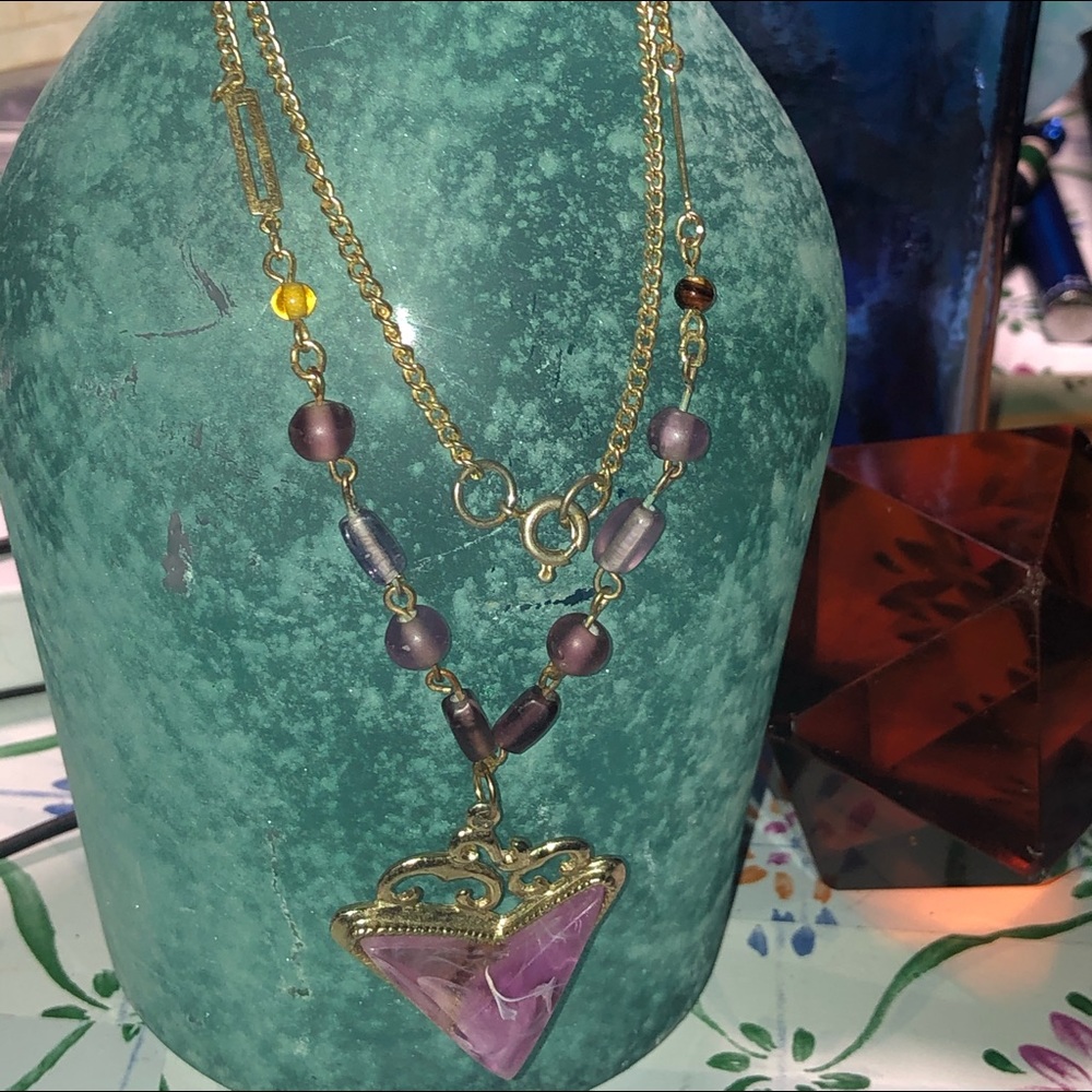 Vintage Marble Rose Stone necklace